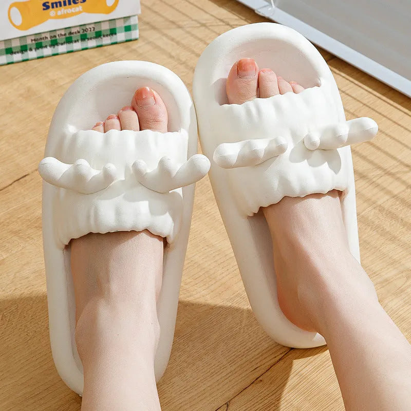 Deer horn style EVA flip flop slippers in light colour with hollow out design