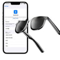 Black smart glasses with Bluetooth audio capabilities and touch controls