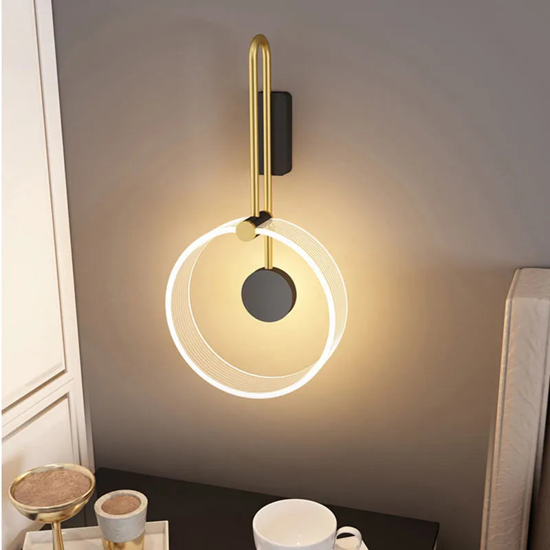 Nordic LED bedside lamp with acrylic ball, available in white or black, ≤36V, for bedroom or living room wall lighting