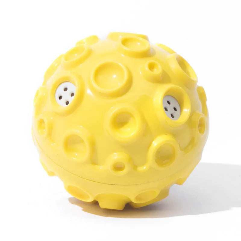 Durable rubber dog ball toy with meteorite-shaped bumps in assorted colours for aggressive chewers
