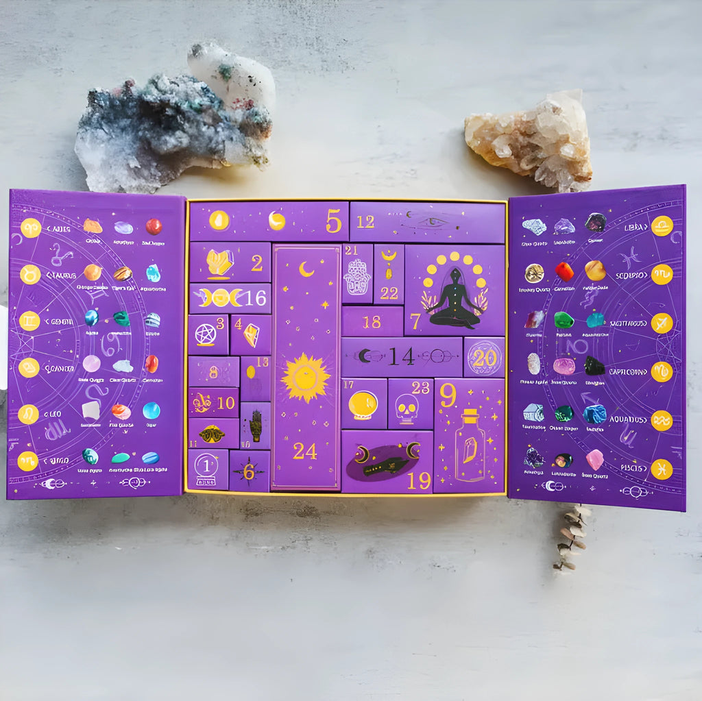 Large rectangular paper Halloween countdown gift box with festive design.