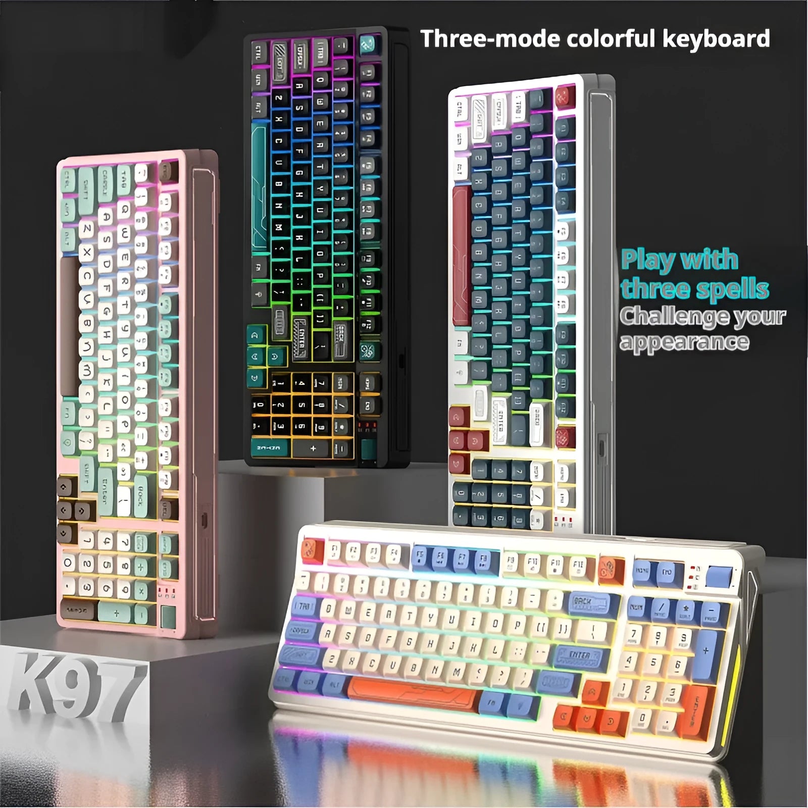 USB luminous desktop keyboard with backlit keys and long cable in one of four colour options