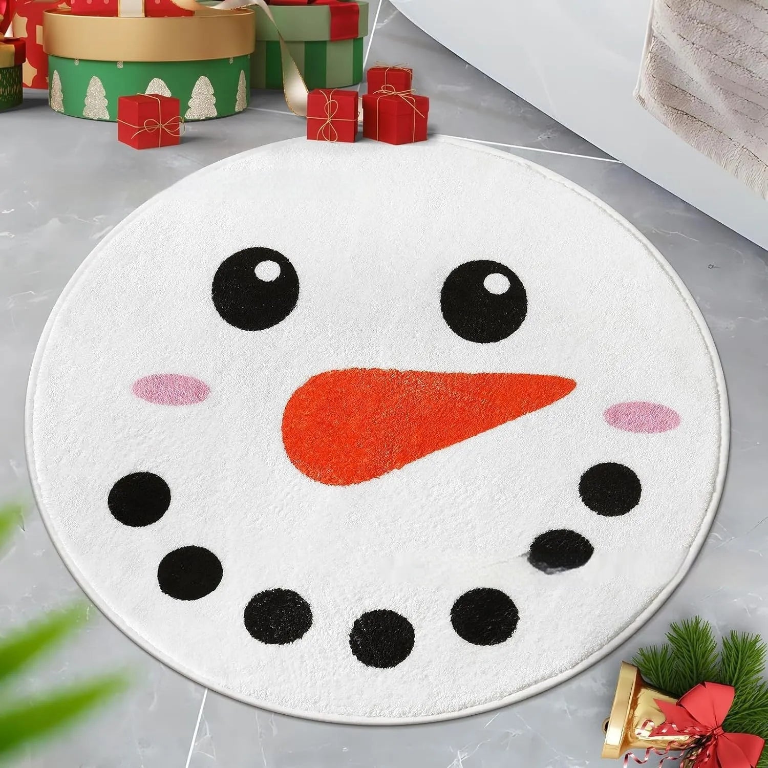 Christmas polyester carpet round pad in square festive rug design