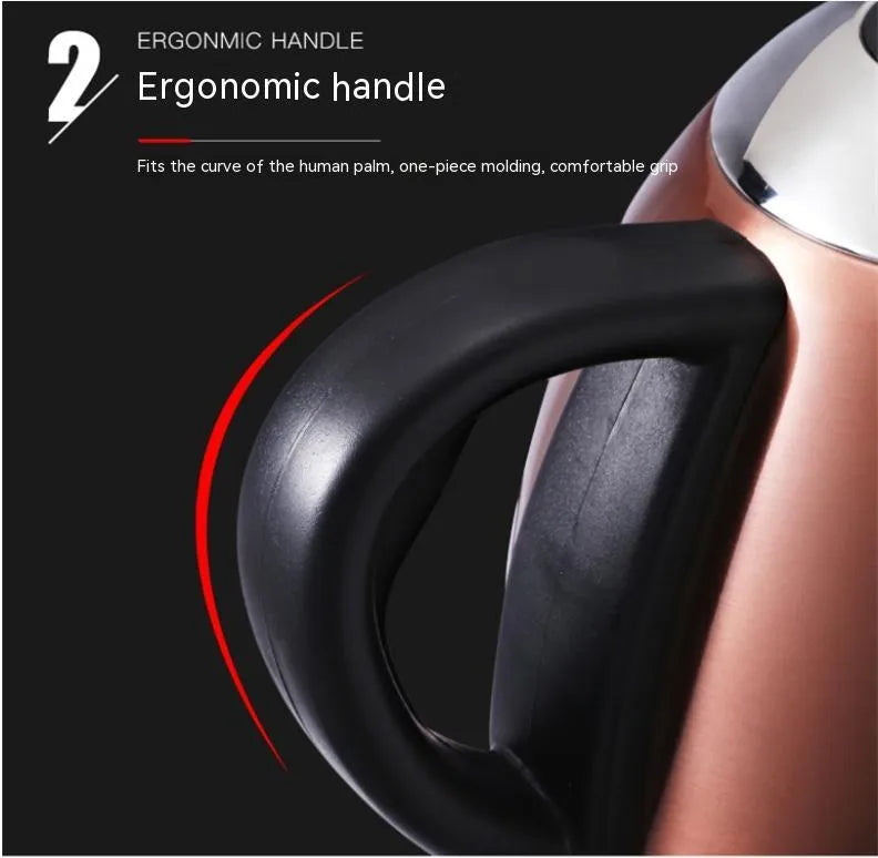 Gold automatic stainless steel electric kettle with touch controls and 1 litre capacity.