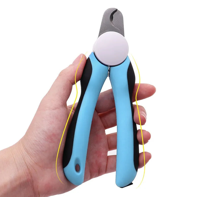 Blue heavy duty dog nail clippers with safety guard for large dogs and thick nails.