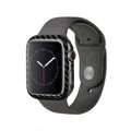 Apple Watch Series 4 in a slim black half wrap leather protective case.
