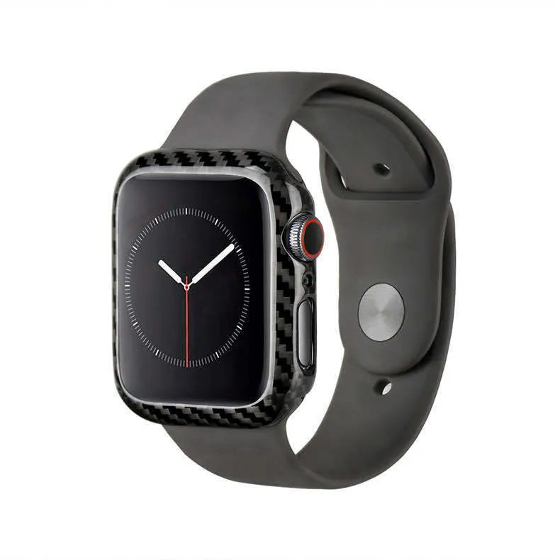 Apple Watch Series 4 in a slim black half wrap leather protective case.