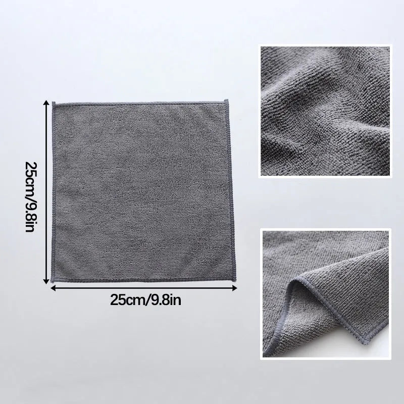 Grey square microfiber kitchen cleaning cloth for oilproof, lint-free pot and bowl cleaning.