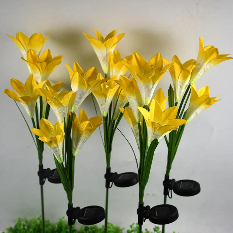 Solar lily festive lantern outdoor garden decor with flower shape design