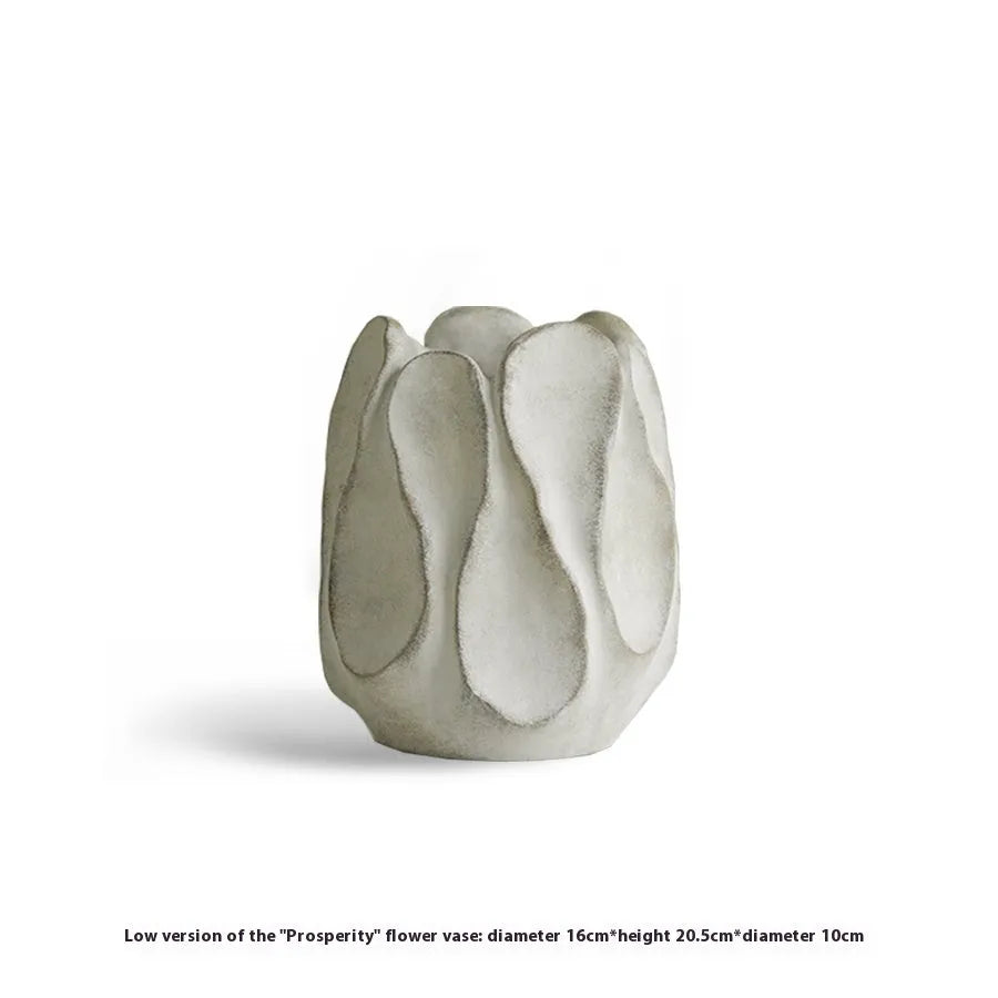 Irregular art-style ceramic vase in magnesium clay for floral arrangements