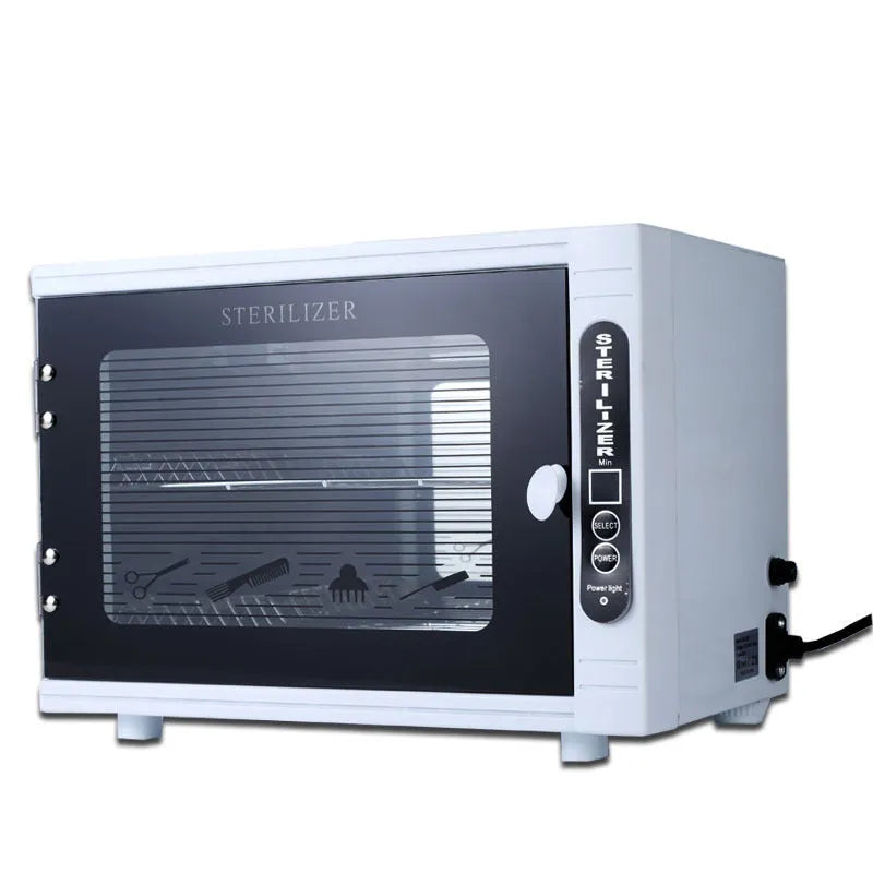 Small silver UV sterilizer for professional beauty and barbering tool sanitation