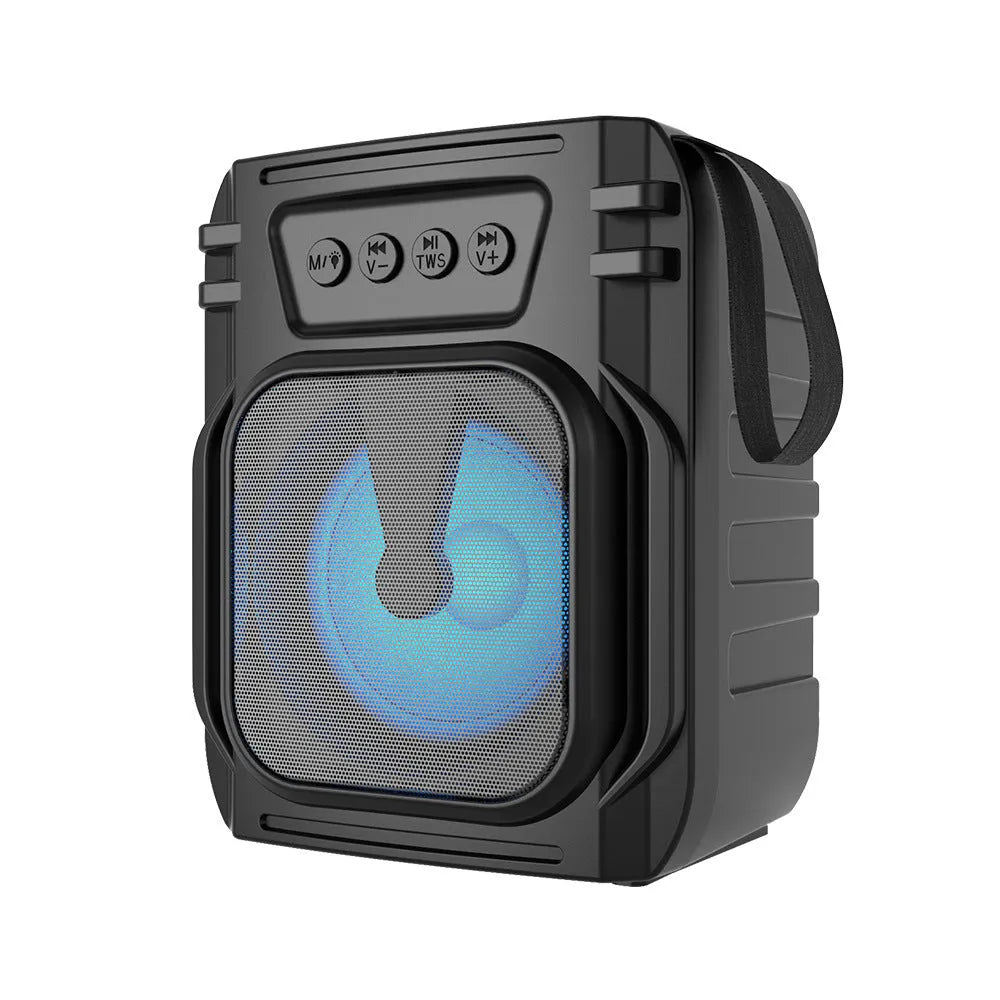 Compact portable Bluetooth speaker in colour 3107 with USB charging cable.