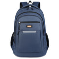 Men's casual oxford cloth backpack shown in available colours: grey, black, green, and blue.