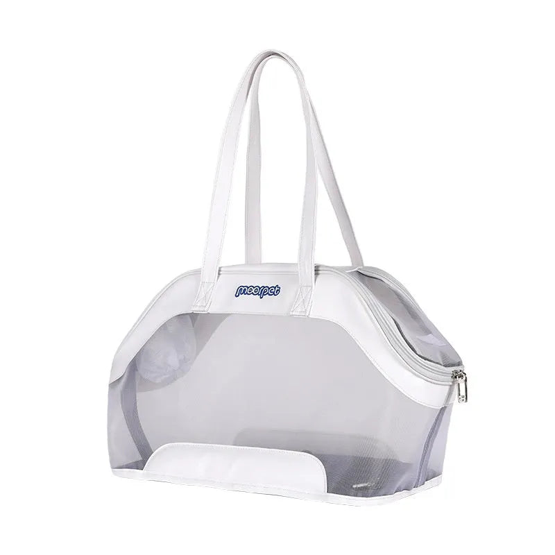 Leather cat outing carry bag in Milan White colour with 25 litre capacity.