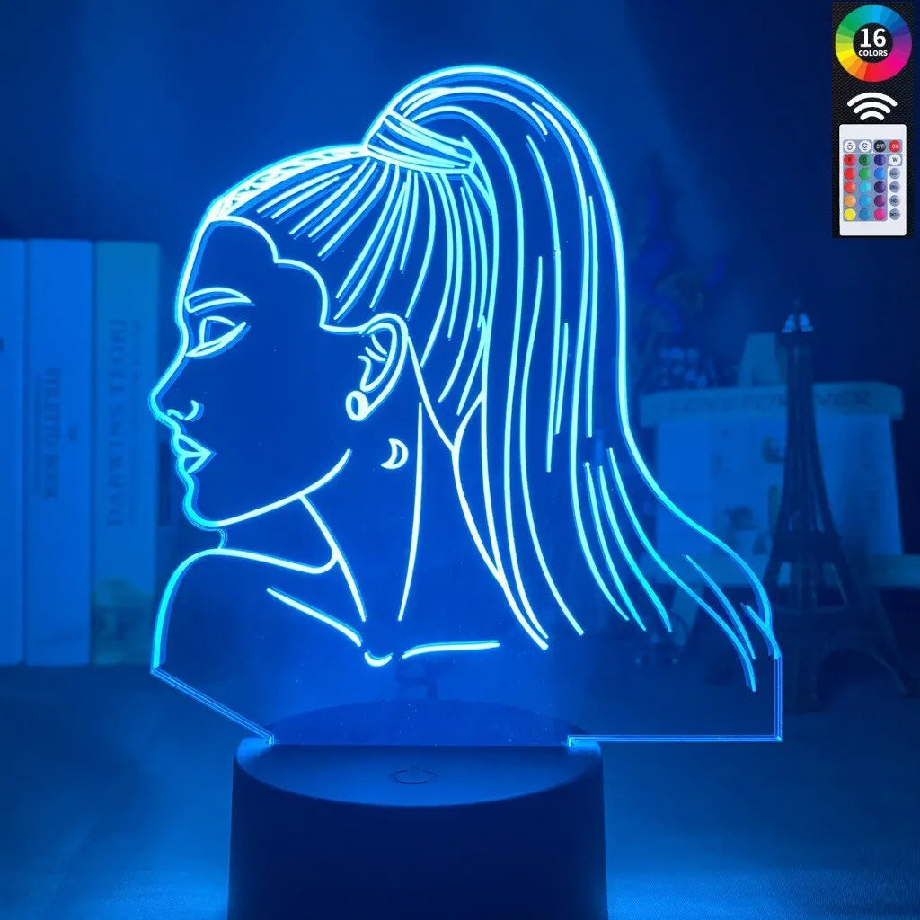 Acrylic 3D night light with European design showing dimensional lighting effects and colourful black base