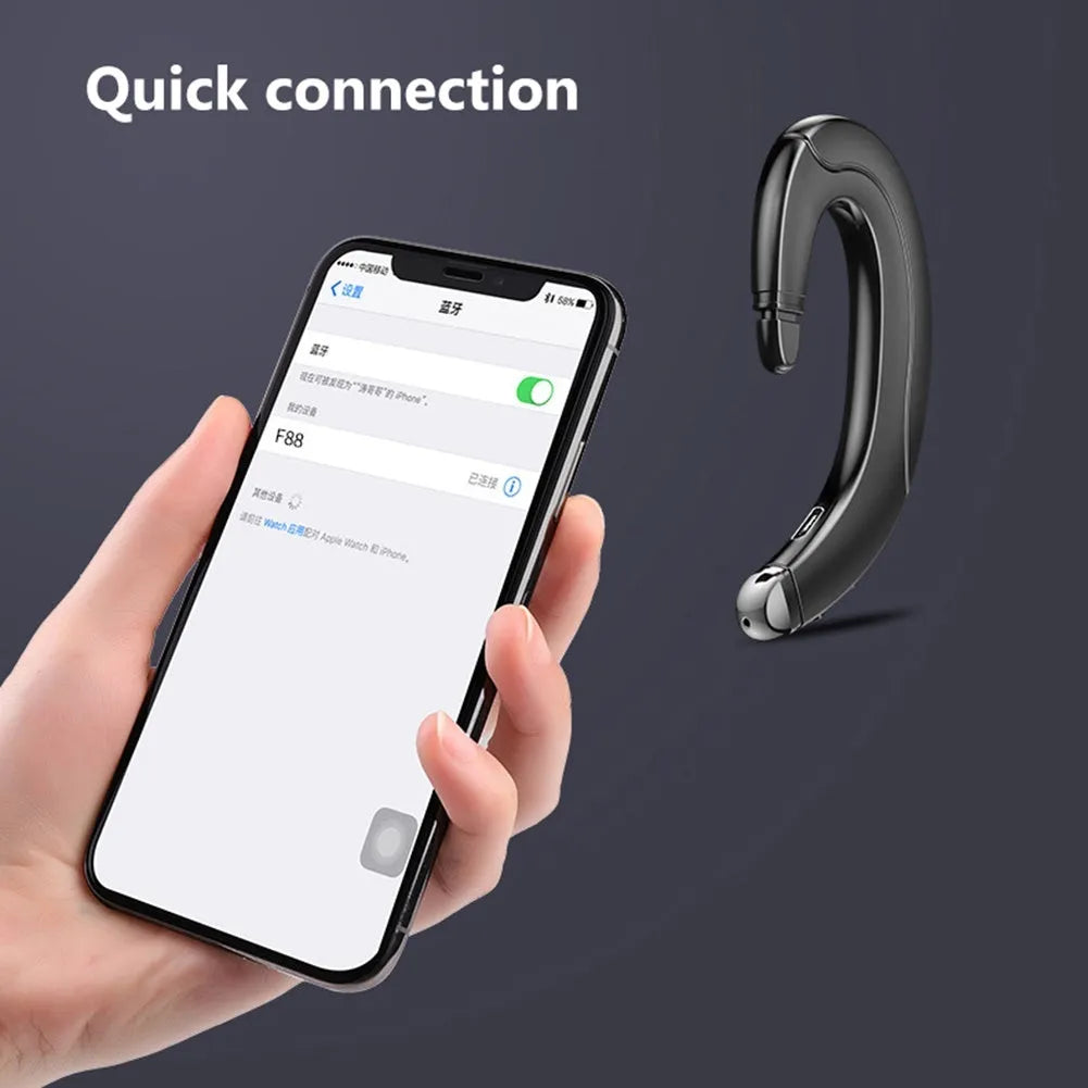 Single-ear Bluetooth headset for driving in black, blue, and red colour options.