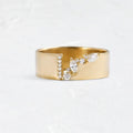 Gold colour zircon ring with electroplated finish on copper base, available in UK sizes 6-10