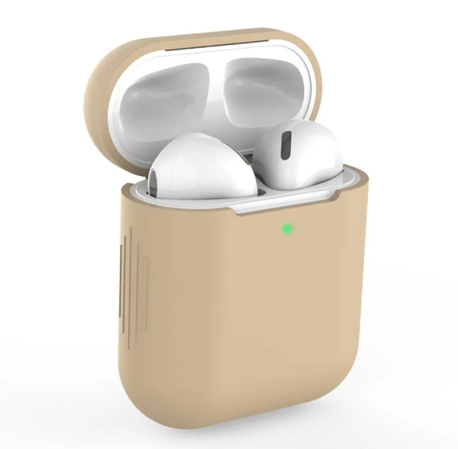 Silicone protective cover for Apple AirPods 2 wireless earbuds case in multiple colour options on a white background.