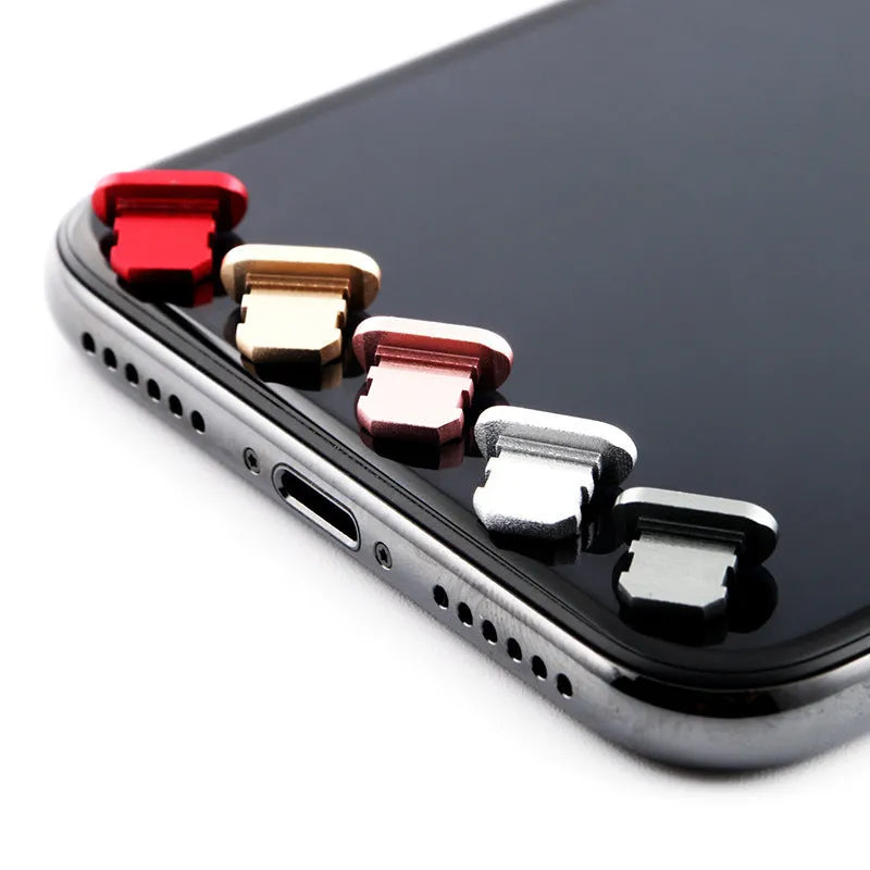 Aluminium alloy iPhone charging port dust plug in various colours for multiple iPhone models