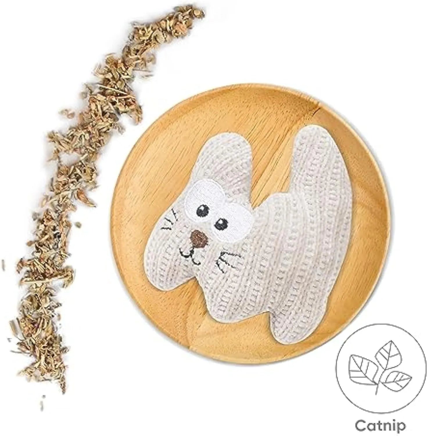 Cyan and light coffee plush cat toy with rope and bell for catnip play