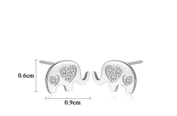 Geometric Korean ladies earrings in silver with gem setting, measuring 0.6cm by 0.9cm