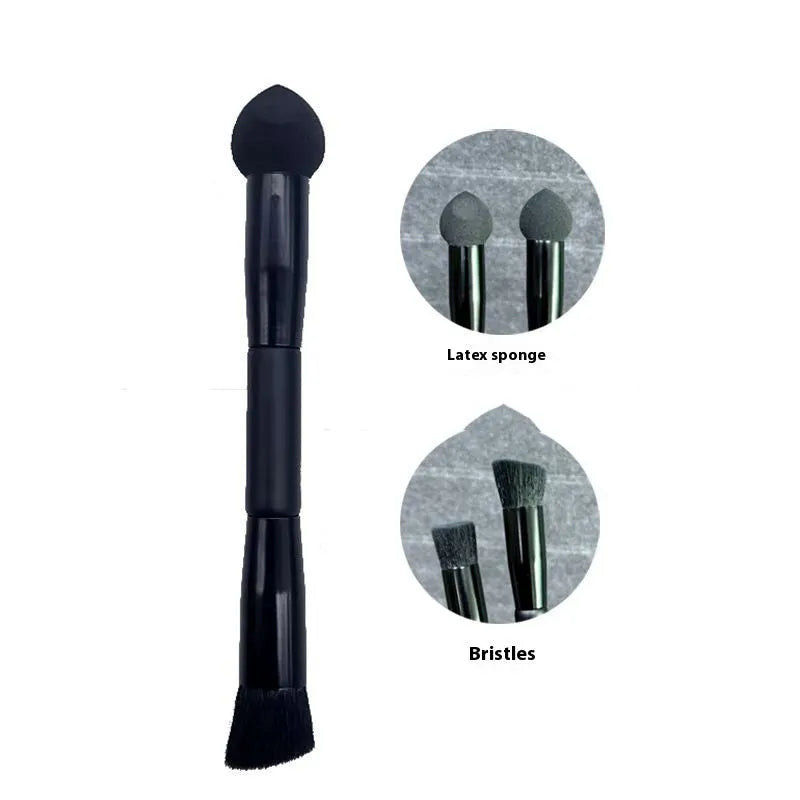 Black sponge tip concealer brush with wooden handle for makeup application.
