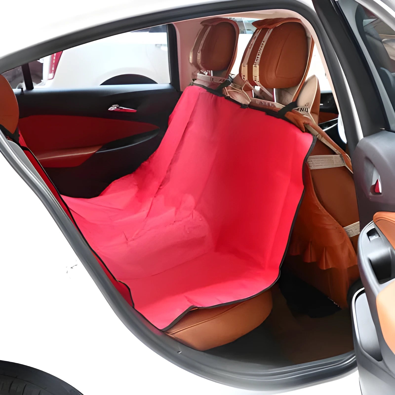 135cm square waterproof car pet pad for dogs and cats in red, blue, or black.