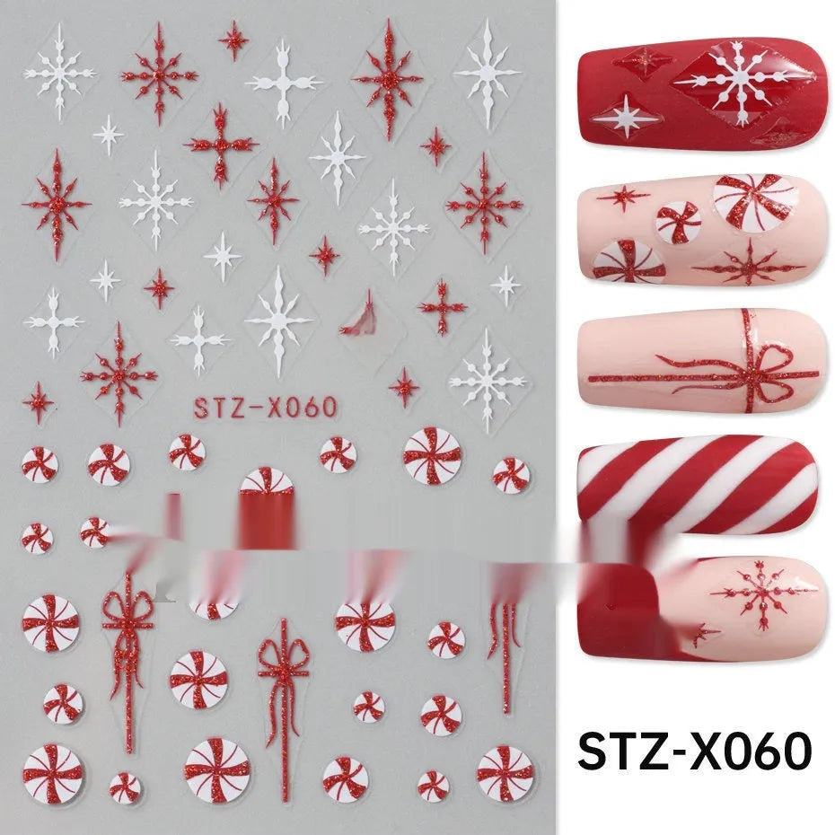 Cartoon nail art stickers with black and silver strip love pattern design