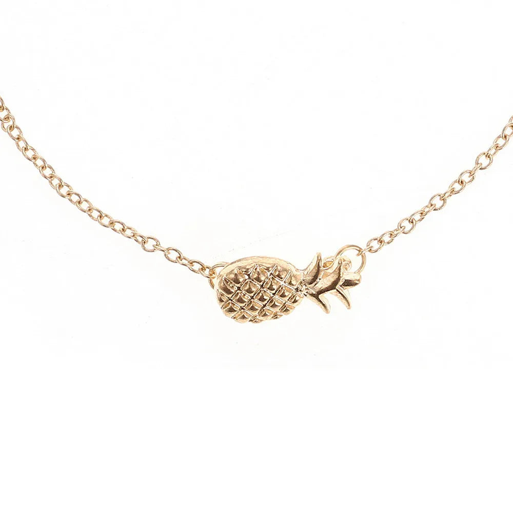 Women's alloy pineapple charm bracelet in gold or silver colour with fruit-shaped design