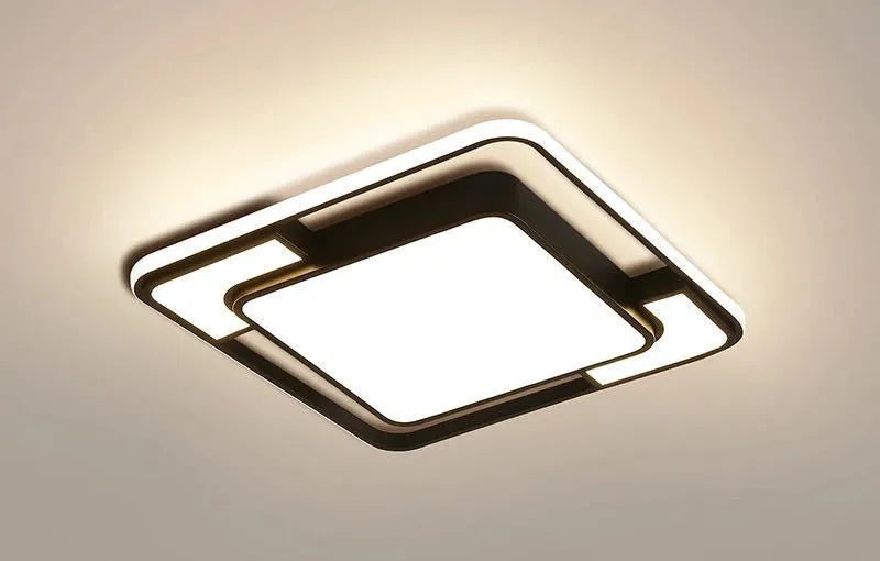 Square white nordic style LED ceiling lamp with iron and PVC construction