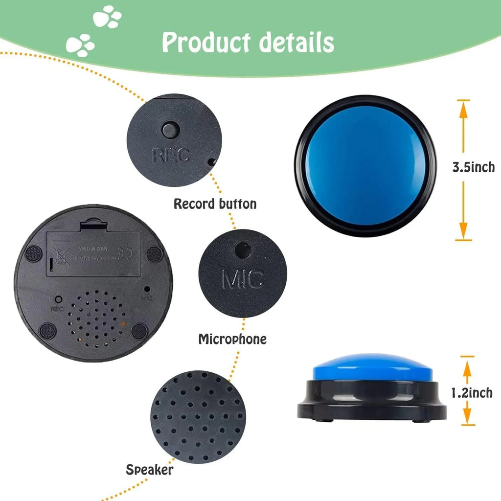 Voice recording button for pet training with 30-second capacity in five colour options