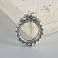 Large antique silver dragon shape hollow-out alloy earrings with geometric design