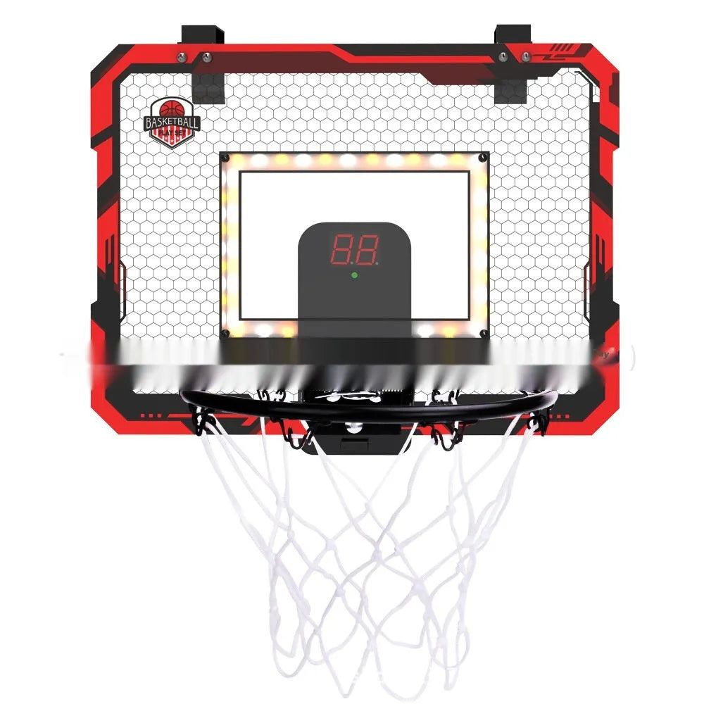 Folding basketball frame with red or blue 400x300mm panel, suction cup and iron hook mount with 16cm ball