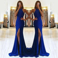Red knitted evening dress with high waist, long swing skirt, and hollow design detail on mannequin