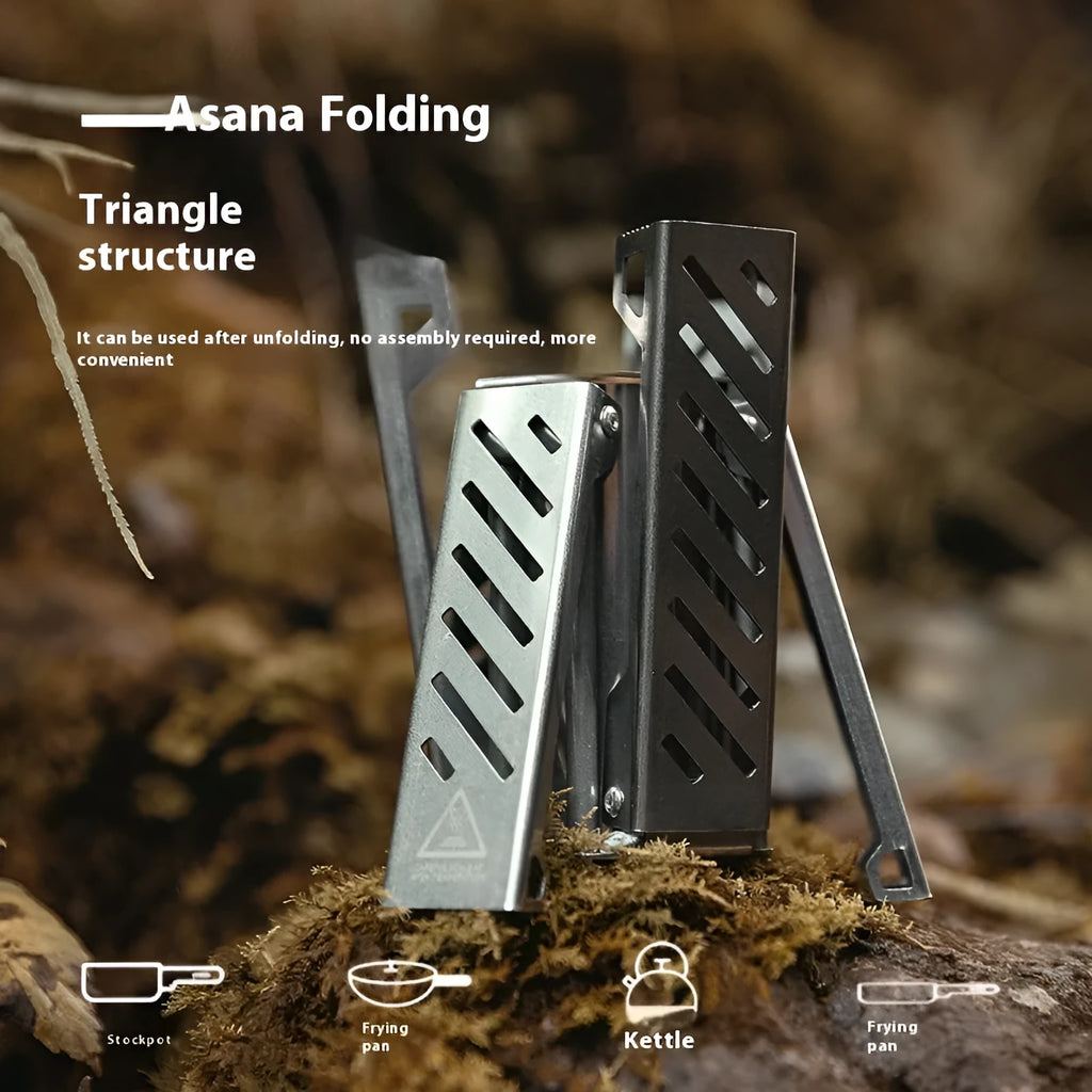 Hexagon foldable alcohol stove for camping in black or silver finish with alloy construction