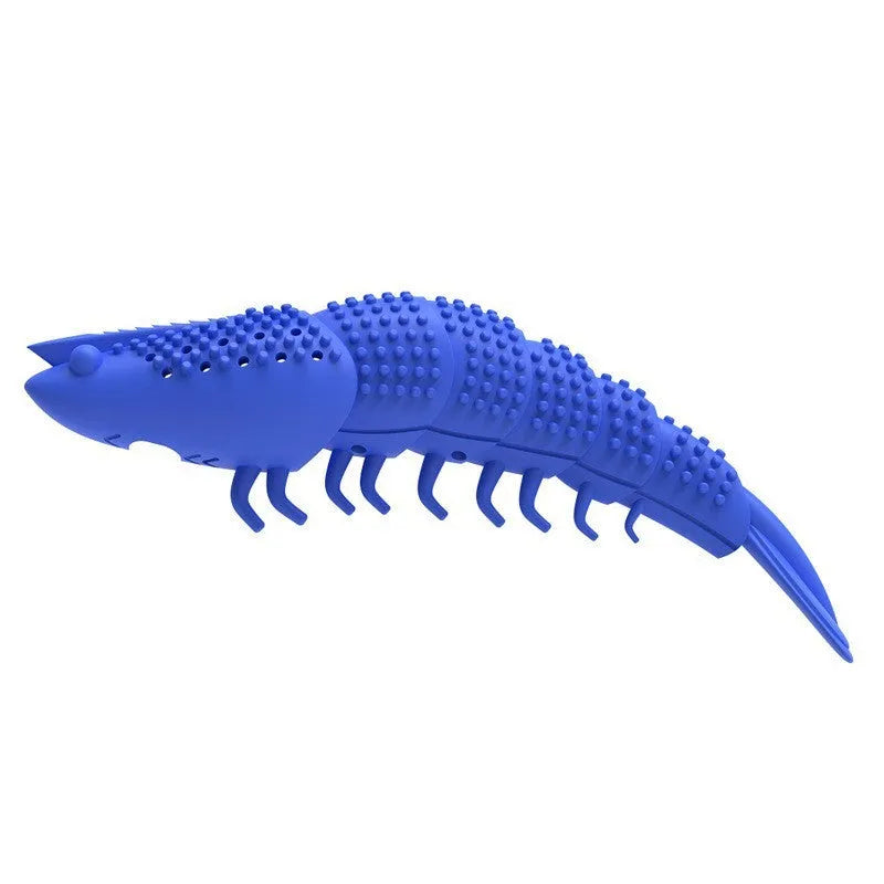 Blue hard rubber catnip toy with bell for teeth cleaning and interactive play