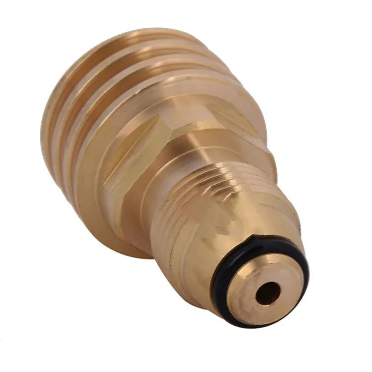 Gold-coloured brass gas brazier adapter with visible taper threads for 7 mm connections.