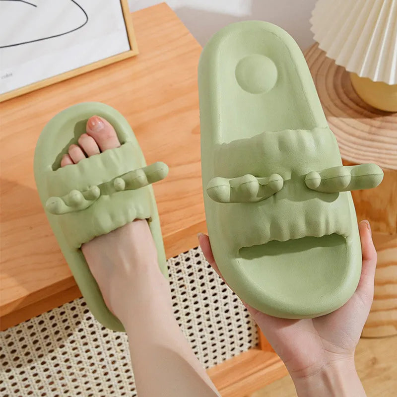 Deer horn style EVA flip flop slippers in light colour with hollow out design