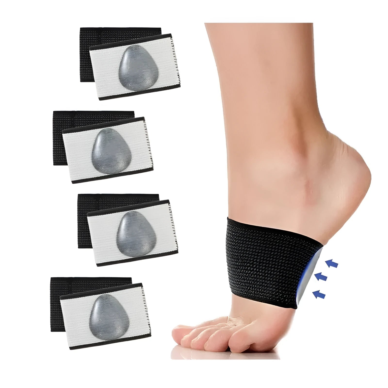 Elastic foot bandage with PU heart pad arch support in ordinary and heart style options