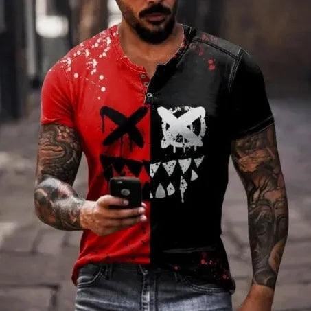 Men's short sleeve sport shirt with simple lapel button front in polyester bird eye cloth