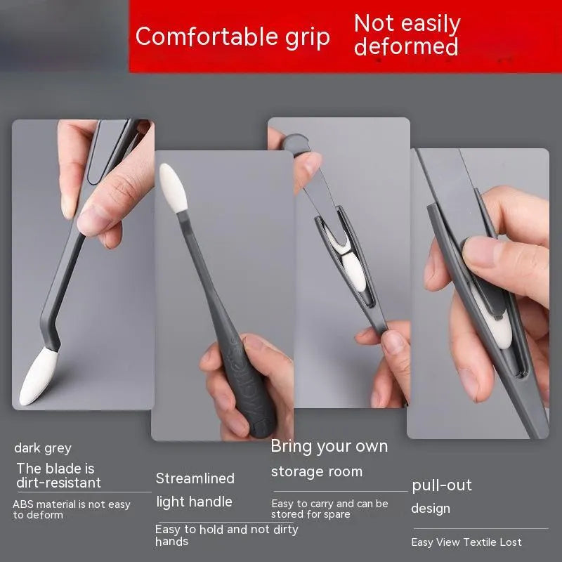 Plastic fluorescent pen eraser tool with a pointed smear tip for art corrections.