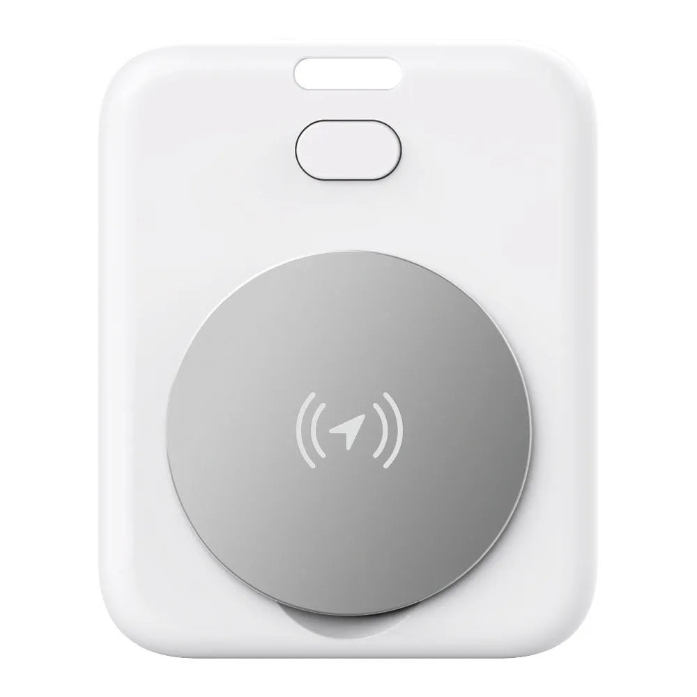 White ABS plastic pet tracker device for cats and dogs with Apple compatibility