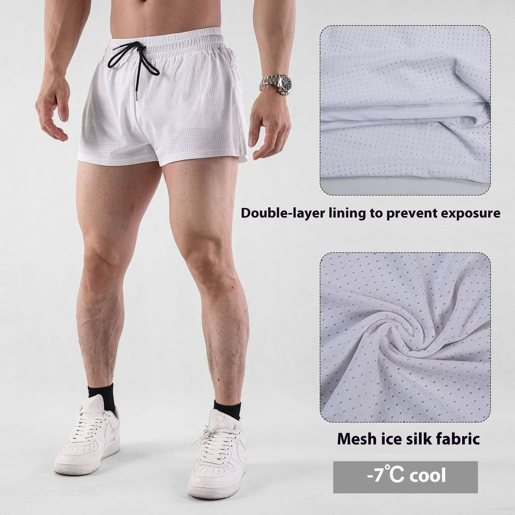 Men's quick-dry nylon summer shorts in black and white colour options
