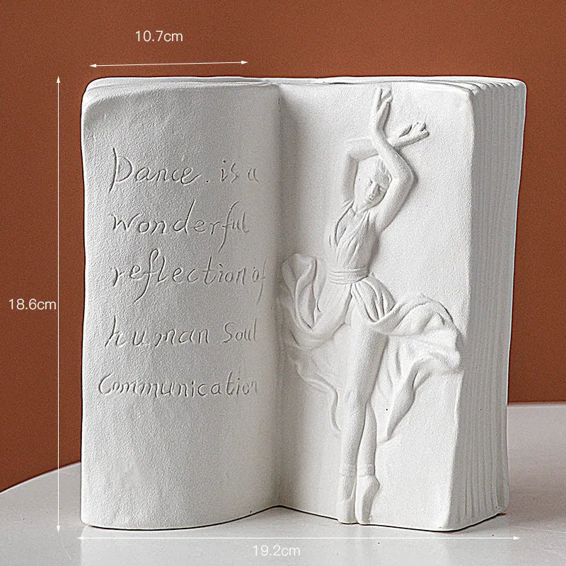 Glazed ceramic book stand in a modern simple style on a desk.