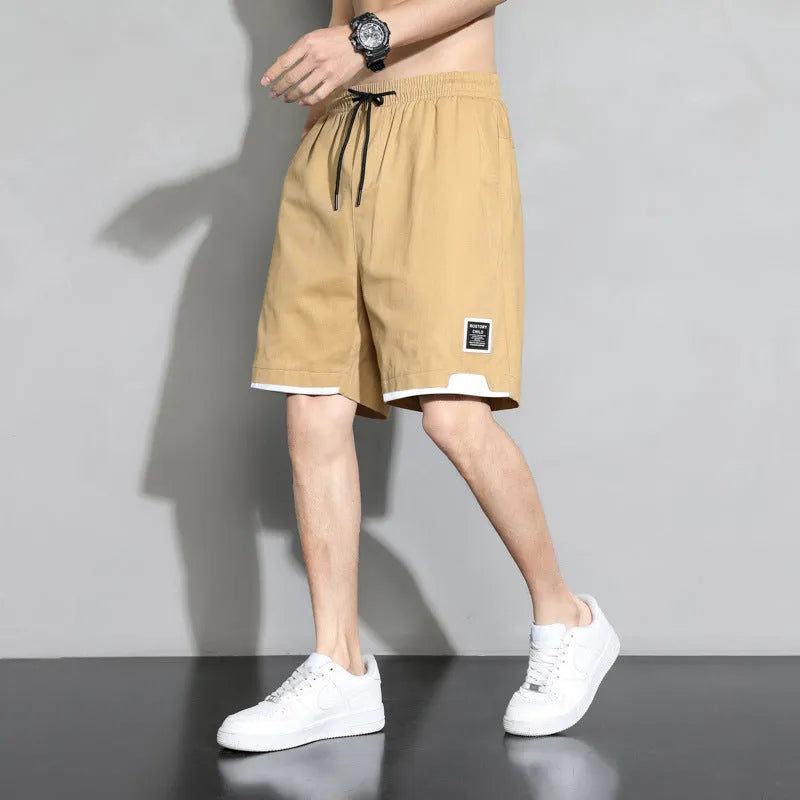 Boy's cotton shorts in black, khaki, or white, shown in Japanese plus sizes.