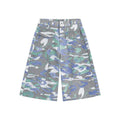 Denim camouflage cropped trousers with straight leg and front pocket workwear design