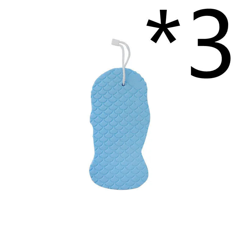 3D fish scale pattern bath sponge in white, grey, pink or light blue colours for body exfoliation