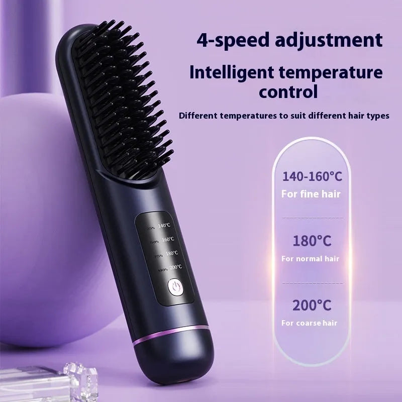 Portable negative ion hair straightening comb in white, blue, or grey colour