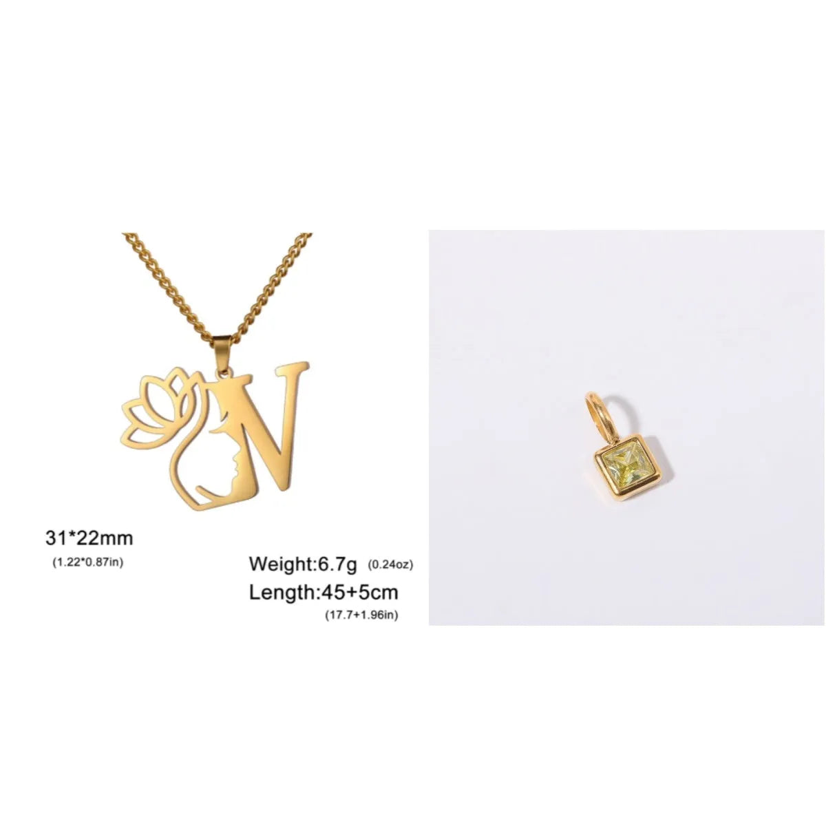 Stainless steel cross chain fashion necklace with an electroplated finish, shown with a single pendant.