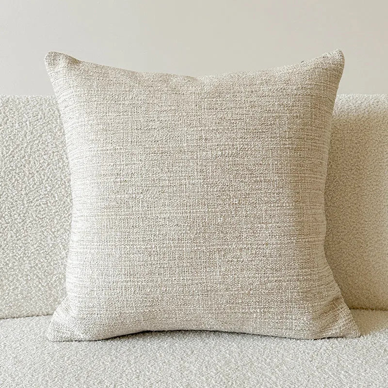 American-style jacquard paisley decorative pillow cover in amber tones on a sofa, showing square and rectangular size options.